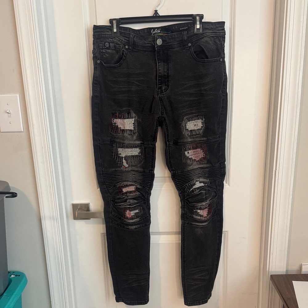Edgy Black Distressed Skinny Jeans for Men